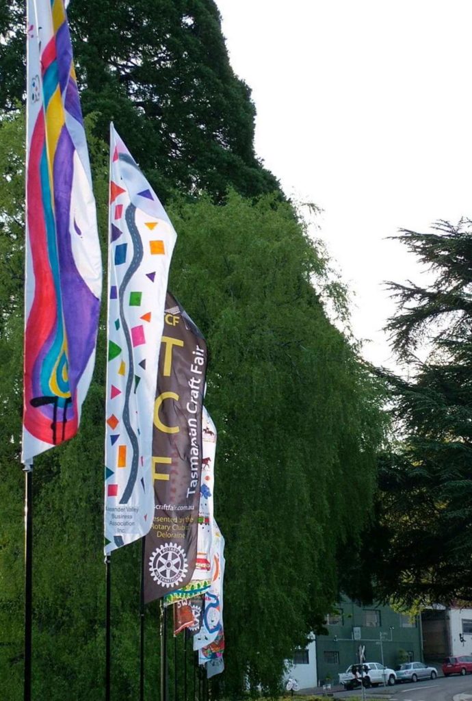 banners and flags on the bridge